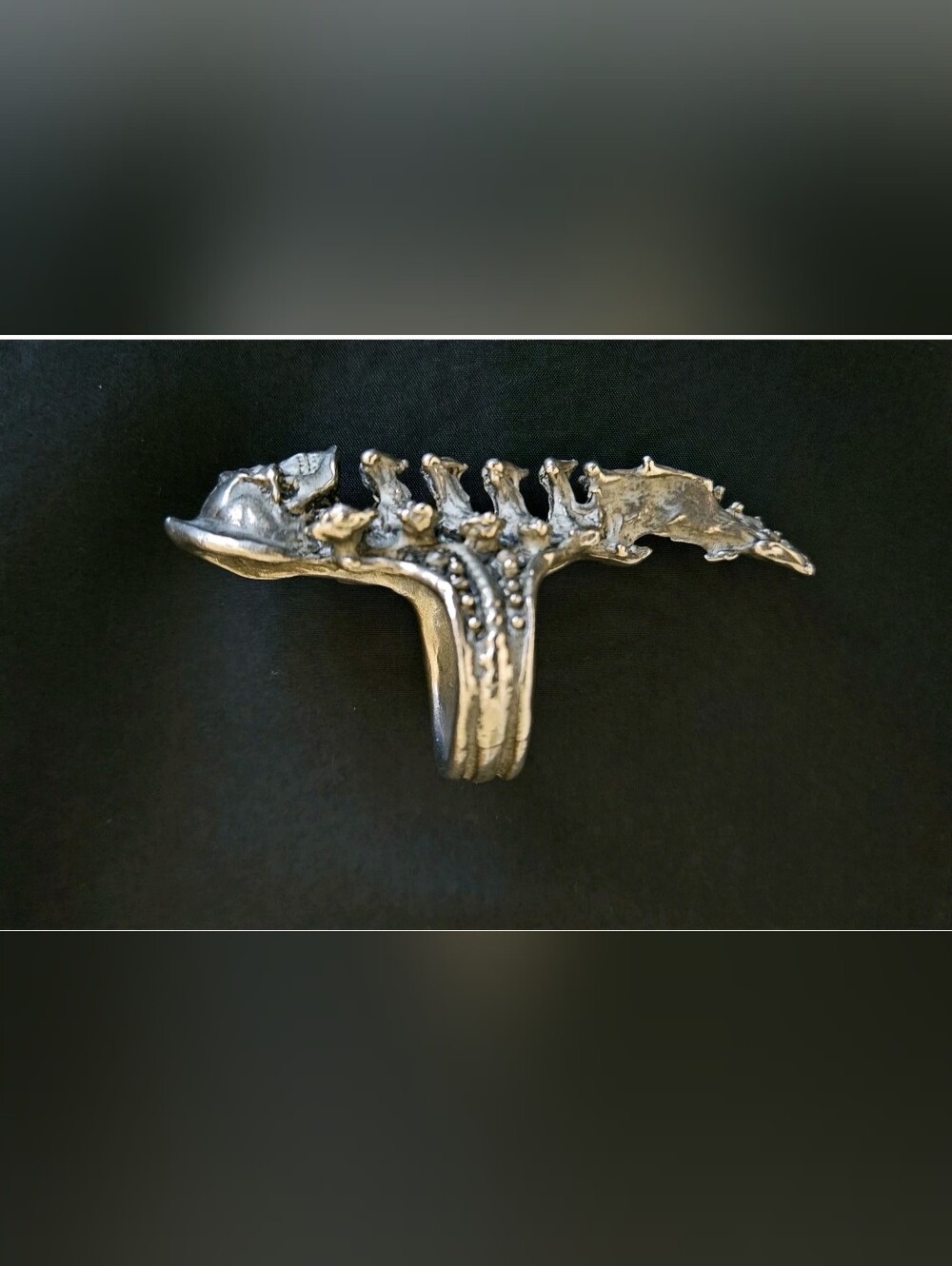 Authentic Axel R. Stocks The METAL MESSIAH Skull Vertebrea Ring 11.5 Signed